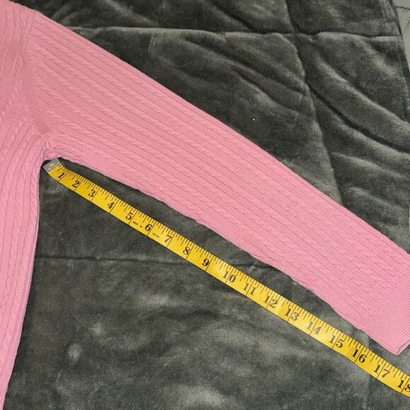 Izod Sweater Women's Large Pink Cable Knitted Long Sleeve V-Neck Preppy Pullover - Picture 10 of 11